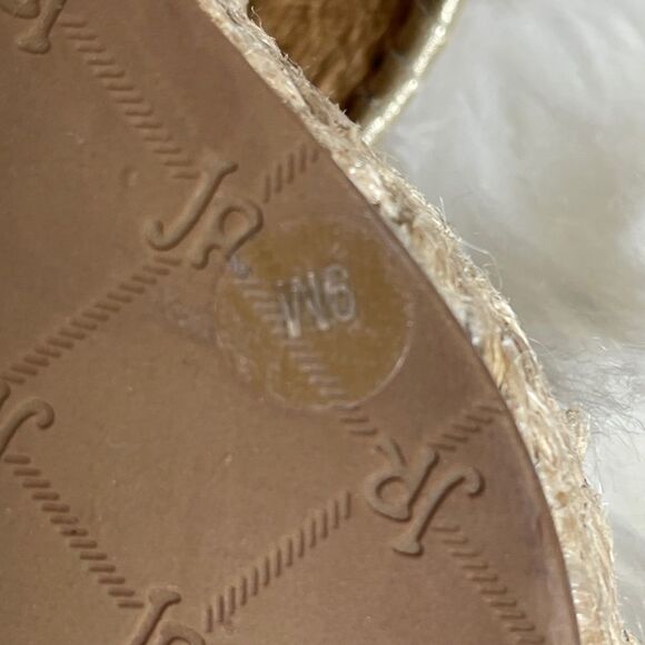 Jack Rogers Vanessa Gold Raffia Espadrille Wedge Sandals Sz 9 - Picture 5 of 8